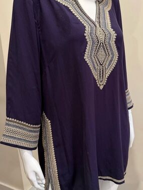 Embroidered Deep Purple Women's Tunic Top